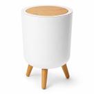 Lixeira 8L Redonda com Tampa Click Automática Pés Bambu Moderna para Banheiro Lavabo Cozinha Lixeira 8L Redonda com Tampa Click Automática Pés Bambu Moderna para Banheiro Lavabo Cozinha