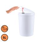 Lixeira Automática Redonda 5 Litros com Sensor Infrared Branca Plástico ABS para Cozinha