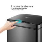 Lixeira Automática Retangular 40 Litros com Sensor em Aço - Preta