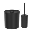 Lixeira Banheiro 6 Litros e Escova Sanitária Linha Bold Preta - Kit Essencial