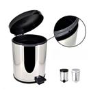 Lixeira Banheiro Inox 5 Litros Pedal Cesto Interno Removível Lixeira Banheiro Inox 5 Litros Pedal Cesto Interno Removível
