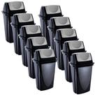 Lixeira basculante 14 litros preta com 10 unidades Plasutil ref.3486