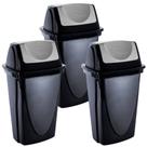 Lixeira basculante 14 litros preta com 3 unidades Plasutil ref.3486