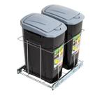 Lixeira Base Dupla Cesto Deslizante 30l C/ Tampa Click