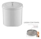 Lixeira Branca C/tampa Suporte Em Aço Lixo 5 Litros Future
