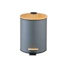 Lixeira c/ pedal e tampa de bambu soft 5l cinza