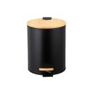 Lixeira c/ pedal e tampa de bambu soft 5l preto