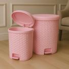 Lixeira Cesto 6L / 15L Rattan Rosa Com Pedal Perfeita P/ Escritório Cozinha Quarto Banheiro Tamanho:15 Litros - Rosa