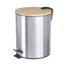 Lixeira Cesto De Lixo 3 Litros Inox Bambu Para Banheiro Lavabo Cozinha