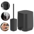 Lixeira Cesto de Lixo Para Banheiro 6L Com Pedal + Escova Sanitária Com Suporte Instalação Piso/Parede Linha Aura -Preto
