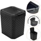 Lixeira Cesto de Pia Rattan Com Tampa Click Preta 5 Litros