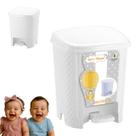 Lixeira Cesto Mamae e Bebe Rattan 6 Litros Fralda Branco