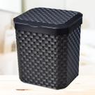 Lixeira Cesto Rattan De 5 Litros Preto Com Tampa Lixo de Pia Rattan Preta Plastico 5lts Escritorio Quarto Banheiro Cozin