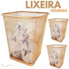 Lixeira Cesto Retangular Dourado Ouro 12L Lixo Lixeirinha KIT 3 UN