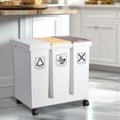 Lixeira Ciao Stilista 60L com 3 compartimentos e rodas brancas