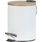 Lixeira Classic Aço Inox Tampa Em Bambu 5l 25x20x20cm Off White