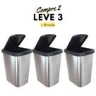 Lixeira Click Label Estampada Inox 9 Litros - Leve 3 Pague 2 Lixeira Click Label Estampada Inox 9 Litros - Leve 3 Pague 2