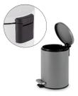 Lixeira Com Pedal 3l Em Aço Inox Redonda Cinza Matte multiuso casa banheiro cozinha