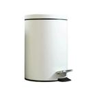 Lixeira com Pedal 5 Litros Aço Inox Redonda Branca Matte para Banheiro Cozinha Escritório