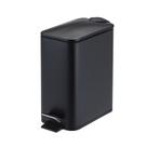 Lixeira com Pedal 5L Branca Preta Metal e Amortecedor Slim