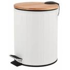 Lixeira Com Pedal Cesto De Lixo Tampa De Bambu 5 Litros Luxo Cozinha Banheiro