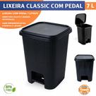 Lixeira com Pedal Classic 7L Plasútil Preta Banheiro Cozinha Compacta Resistente