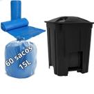 Lixeira Com Pedal e Tampa Eco Nature 15L+60UN Saco de lixo