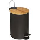 Lixeira Com Pedal Tampa De Bambu 5L Luxo Cozinha Banheiro