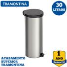 Lixeira com Pedal Tramontina New em Aço Inox com Acabamento Polido 30 L