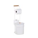 Lixeira Com Porta Rolos Papel Higiênico 5 Litros Com Madeira Arthi