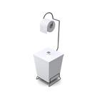Lixeira Com Suporte De Papel Higiênico Em Aço Preto - Stolf Branco