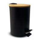 Lixeira Com Tampa de Bamboo Circular 5 Litros Com Pedal Balde Interno