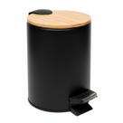 Lixeira Com Tampa De Bambu Cozinha Banheiro Cesto De Lixo 3 Litros