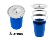 Lixeira De Embutir Basic 8L Balde Plástico Com Tampa Removível Em Aço Inox Escovado Lixeira De Embutir Basic 8L Balde Plástico Com Tampa Removível Em Aço Inox Escovado