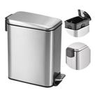 Lixeira de Inox 5 litros Linea Retangular com pedal e cesto removível