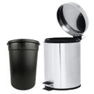 Lixeira De Inox Pedal 8 Litros Lixo Banheiro Escritório Cor Inox