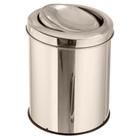 Lixeira De Inox Redonda Banheiro Cozinha Com Tampa Abertura Basculante Higiênico De 5 Litros Wincy