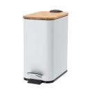 Lixeira De Metal Basculante Com Pedal Tampa De Bambu