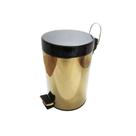 Lixeira Dourada com tampa preta em Aco Inox para Escritorio com Pedal 5L - By Fineza