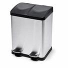 Lixeira Dupla Inox 30 Litros Pedal Coleta Seletiva Reciclagem Cozinha Banheiro Dois Compartimentos B