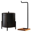 Lixeira e Porta Papel Higiênico com Base de Madeira Glam D09 Preto - Mpozenato Lixeira e Porta Papel Higiênico com Base de Madeira Glam D09 Preto - Mpozenato