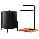 Lixeira e Porta Toalha Glam com Base de Madeira D09 Preto - Mpozenato Lixeira e Porta Toalha Glam com Base de Madeira D09 Preto - Mpozenato
