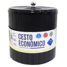 Lixeira econômica de plástico - 5 litros preta com tampa de inox lixo cesto de banheiro chão pia lixera