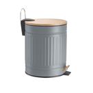 Lixeira Fluted Cinza 5l Metal com Tampa de Bambu