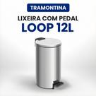 Lixeira Inox 12l Com Pedal Loop Tramontina Cor Prata Polido Prateado