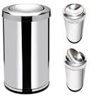 Lixeira Inox 20 Litros Basculante Cesto De Lixo com Tampa Escritório Sala Cozinha Viel