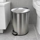 Lixeira Inox 5L com Pedal Redonda Slim Moderna Resistente Anti odor para Banheiro Lavabo Cozinha Escritório