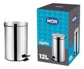 Lixeira Inox Agata 12 Litros C/ Pedal Mor Banheiro Cozinha