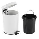 Lixeira Inox Branca 5 Litros Pedal Cesto Lixo 5L Vintage Quarto Banheito Cozinha Coleta Seletiva