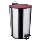 Lixeira Inox Escovado 12L com Tampa Vermelha Euro